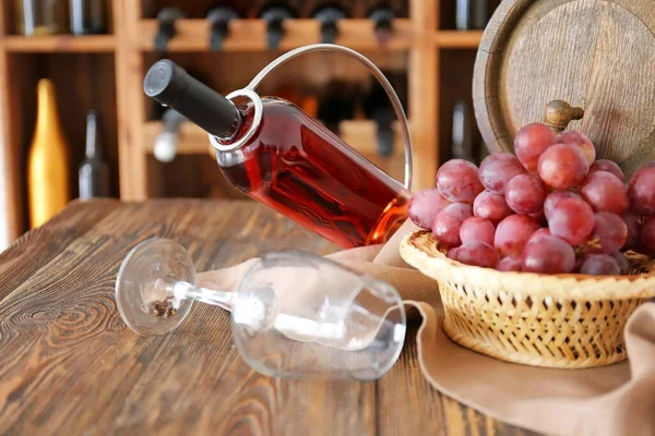 Holder Bottle Wine Glass Table Cellar — Stock Photo, Image