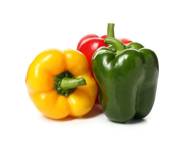 Friss Bell Peppers Fehér Háttér — Stock Fotó