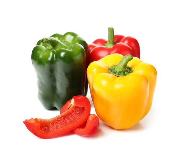 Friss Bell Peppers Fehér Háttér — Stock Fotó