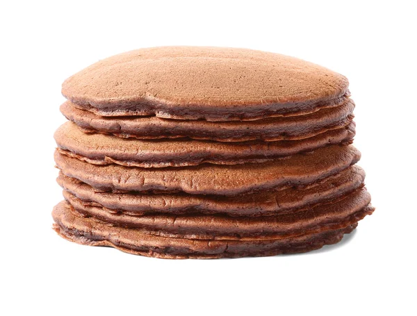 Läcker Choklad Pannkakor Vit Bakgrund — Stockfoto