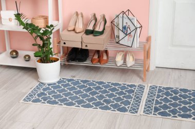 Halısı olan modern bir salon.