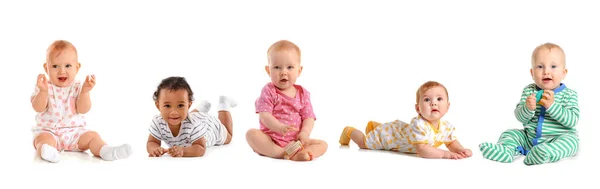 Cute Little Babies White Background — Stock Photo, Image