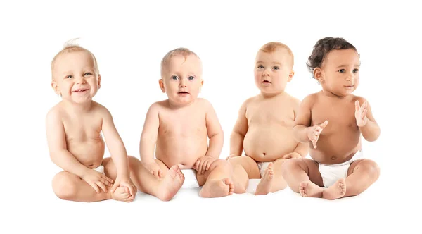 Cute Little Babies White Background — Stock Photo, Image