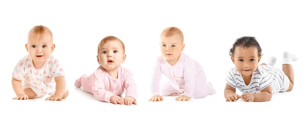 Bebés Bonitos Fundo Branco — Fotografia de Stock