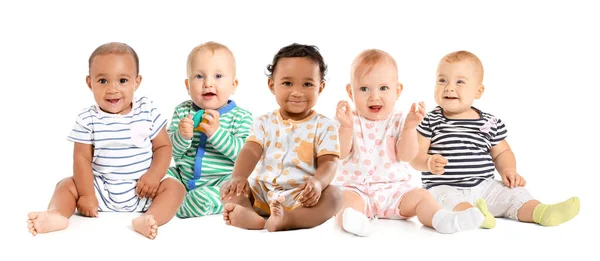 Lindos Bebés Sobre Fondo Blanco — Foto de Stock