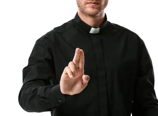 Hermoso Sacerdote Sobre Fondo Blanco — Foto de Stock