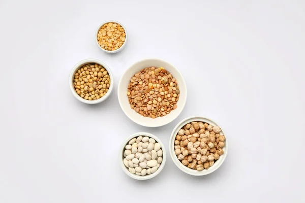 Different Raw Legumes White Background — Stock Photo, Image