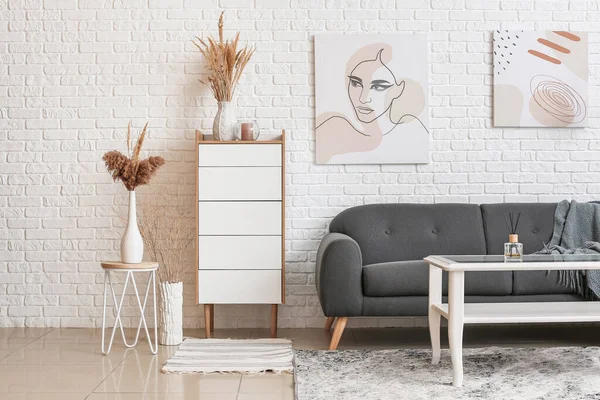 Stylish Interior Room Modern Chest Drawers Sofa — Stock Photo, Image