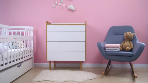 Interior Elegante Quarto Criança Stop Motion Vídeo — Vídeo de Stock