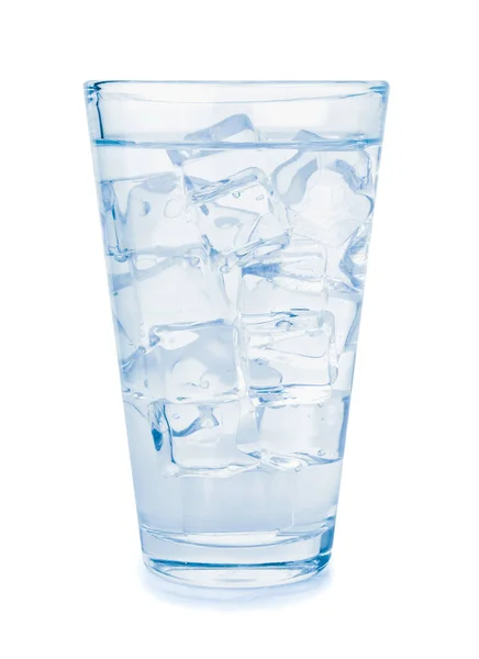Glas Wasser Mit Eiswürfeln Auf Weißem Hintergrund — Stockfoto