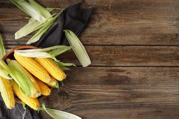 Bowl Fresh Corn Cobs Table — Stock Photo, Image