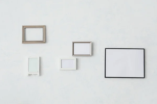 Empty Photo Frames Hanging Wall Room — Stock Photo, Image