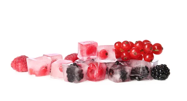 Ice Frozen Berries White Background — Stock Photo, Image
