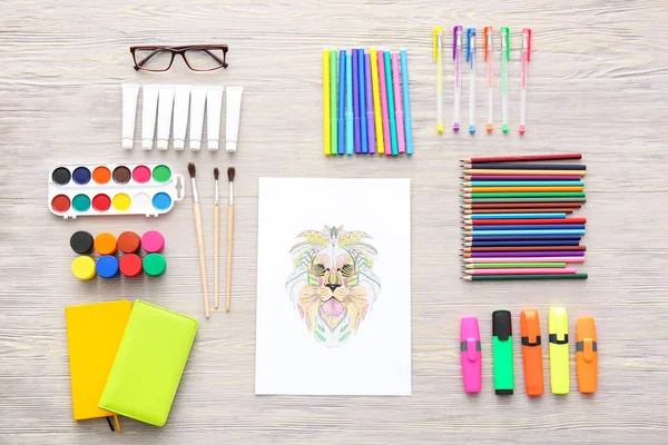 Composition Coloring Picture Table — Stock Photo, Image