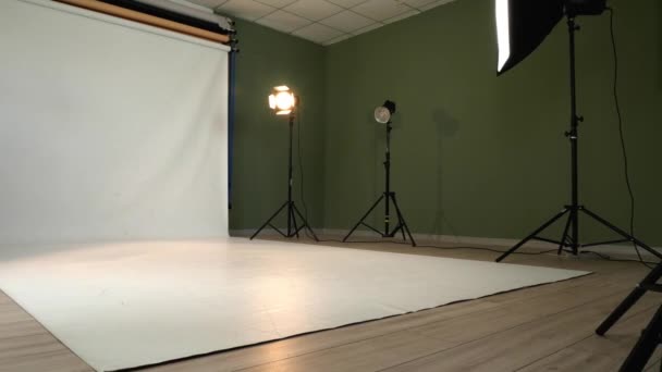 Interno Photo Studio Con Attrezzature Moderne — Video Stock