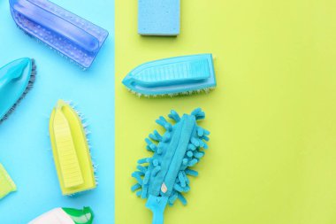 Renk arkaplanına temizleme malzemeleri
