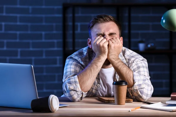 Student Sleeping Table Late Evening — Stock Photo, Image