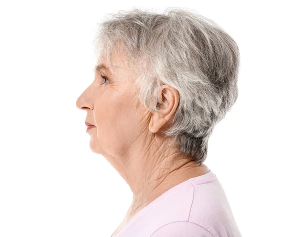 Elegante Mujer Mayor Sobre Fondo Blanco — Foto de Stock