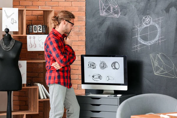 Male Jewelry Designer Working Office — Stock Photo, Image