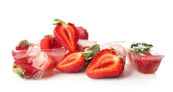 Ice Frozen Berries White Background — Stock Photo, Image