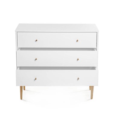 Beyaz arka planda modern çekmece sandığı