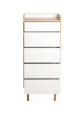 Beyaz arka planda modern çekmece sandığı