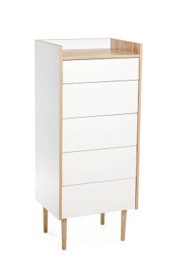 Beyaz arka planda modern çekmece sandığı