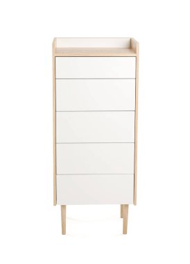 Beyaz arka planda modern çekmece sandığı