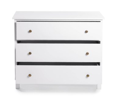 Beyaz arka planda modern çekmece sandığı