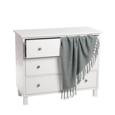 Beyaz arka planda modern çekmece sandığı