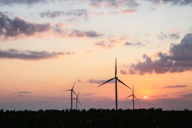 Kırsal kesimde elektrik santrali için yel değirmenleri