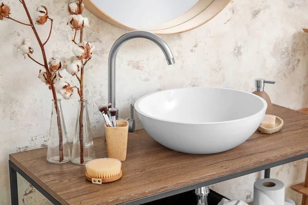 Sink in interior of modern stylish bathroom