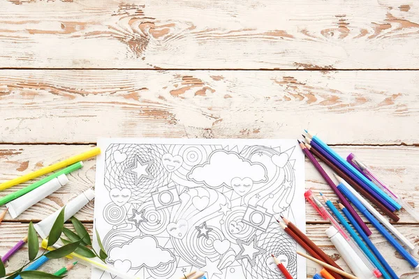 Composition Coloring Picture Table — Stock Photo, Image