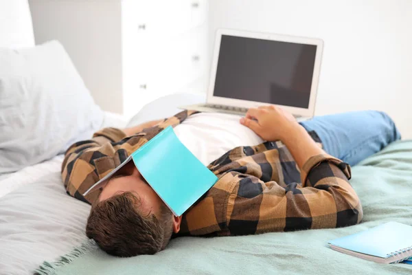 Tired Student Sleeping Home — Stock Photo, Image