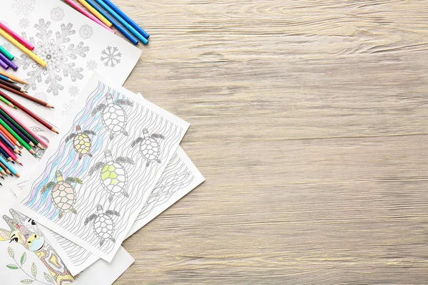 Composition Coloring Pictures Table — Stock Photo, Image