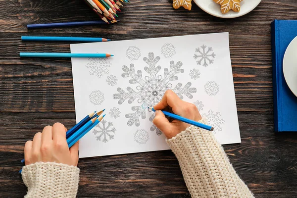 Woman Coloring Picture Table — Stock Photo, Image