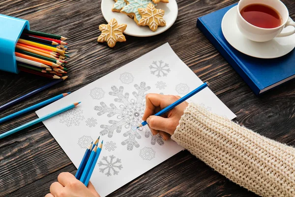 Woman Coloring Picture Table — Stock Photo, Image