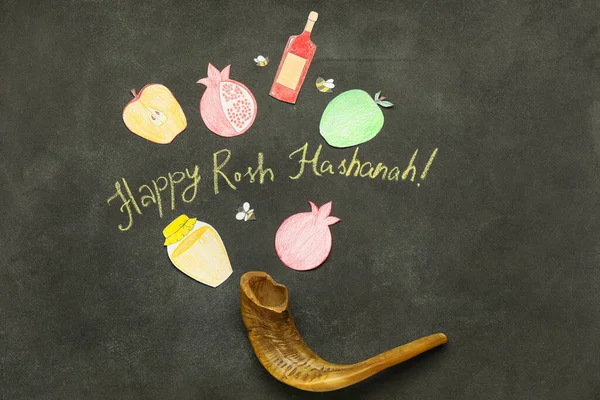 Composition Rosh Hashanah Jewish New Year Celebration Dark Background — Stock Photo, Image