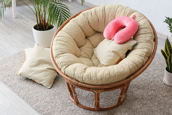 Travel Pillow Armchair Room — Stock Photo, Image