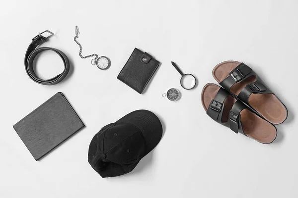 Set Reiseaccessoires Auf Weißem Hintergrund — Stockfoto