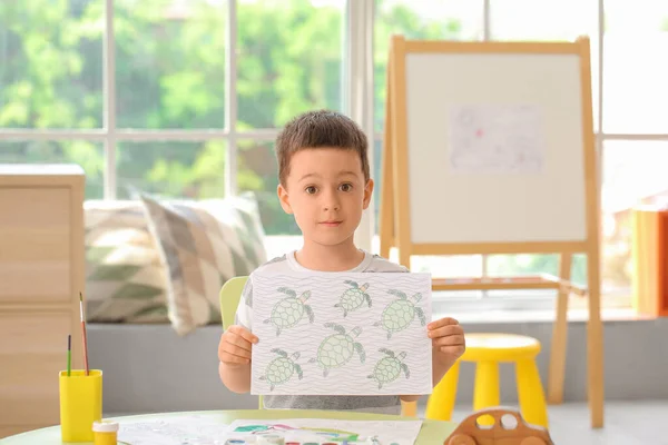 Cute Little Boy Coloring Pictures Home — Stock Photo, Image