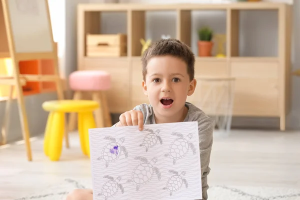 Cute Little Boy Coloring Pictures Home — Stock Photo, Image