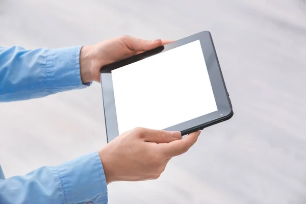 Woman Modern Tablet Computer Home — Stock Photo, Image