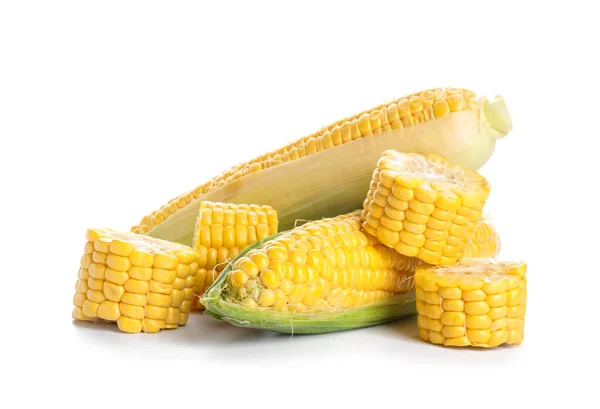 Fresh Corn Cobs White Background — Stock Photo, Image