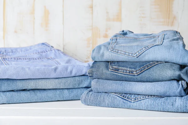Stacks Jeans Pants Table — Stock Photo, Image