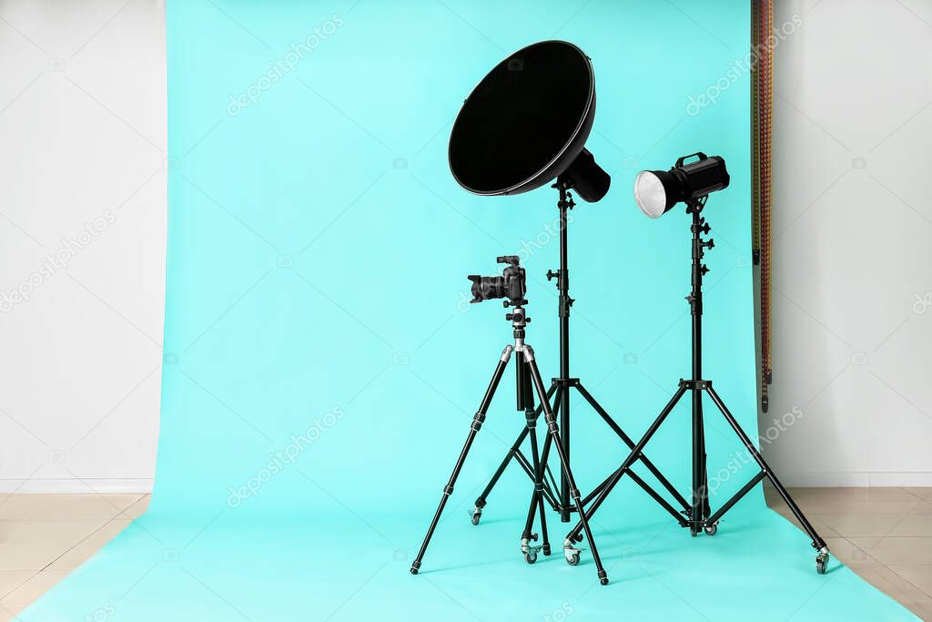 Modern equipment in photo studio