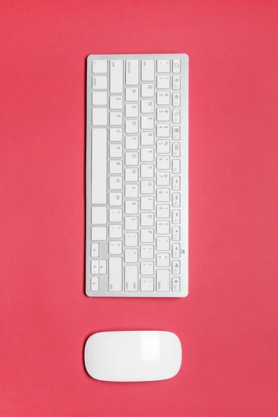 Modern Dator Mus Och Tangentbord Färg Bakgrund — Stockfoto
