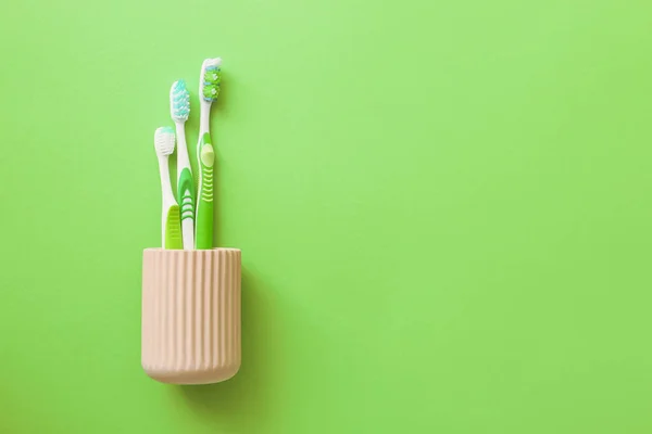 Tooth Brushes Color Background — Stock Photo, Image