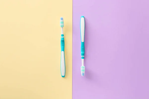 Tooth Brushes Color Background — Stock Photo, Image