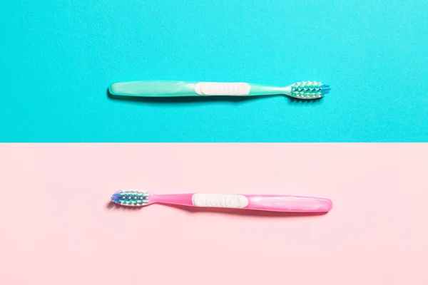 Tooth Brushes Color Background — Stock Photo, Image